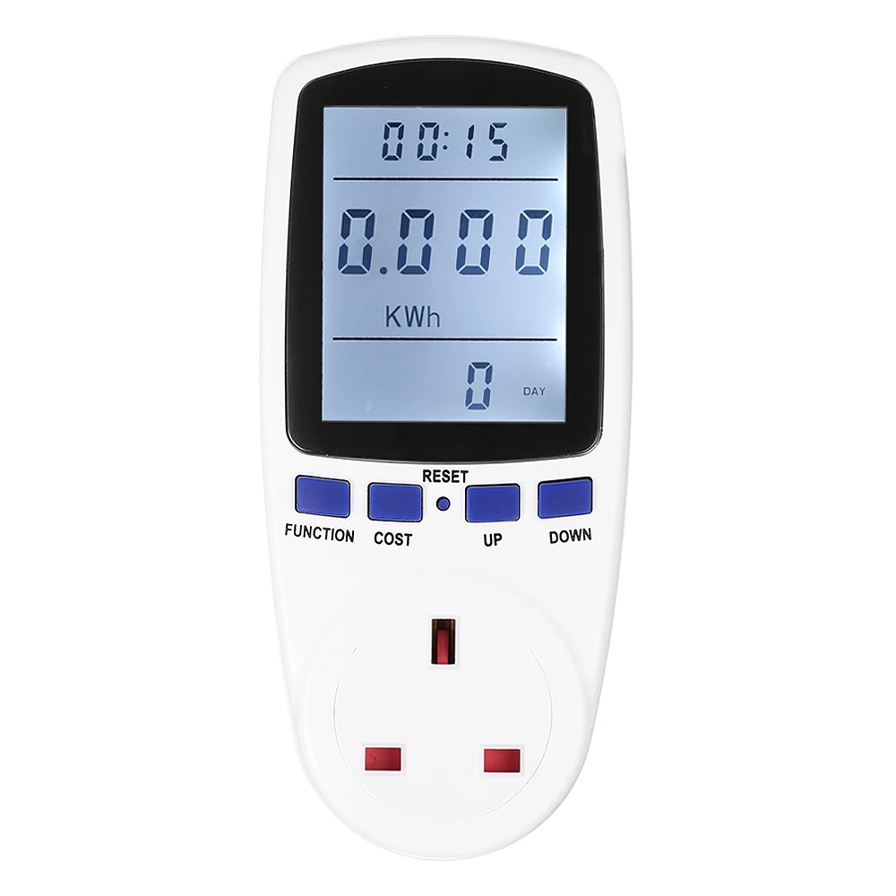 

UK Digital Power Energy Socket Wattage Voltage Current Frequency Analyzer with Power Cost Overload Display