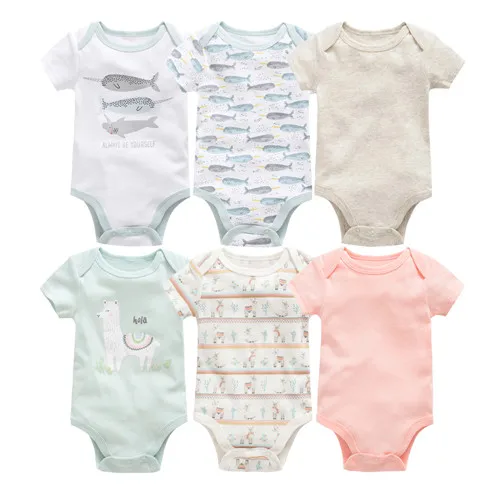 Kavkas/Боди для маленьких девочек 3, 6 предметов, bebe, летняя хлопковая одежда с короткими рукавами для маленьких девочек, комбинезон для новорожденных 0-12 месяцев, Одежда для младенцев - Цвет: HY22892290