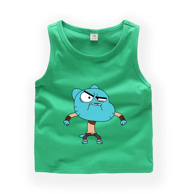 

2T-9T Children Cartoon the amazing world of gumball sleeveless T shirt Baby Boys/Girls Cute Summer Tops Kids Casual Clothes