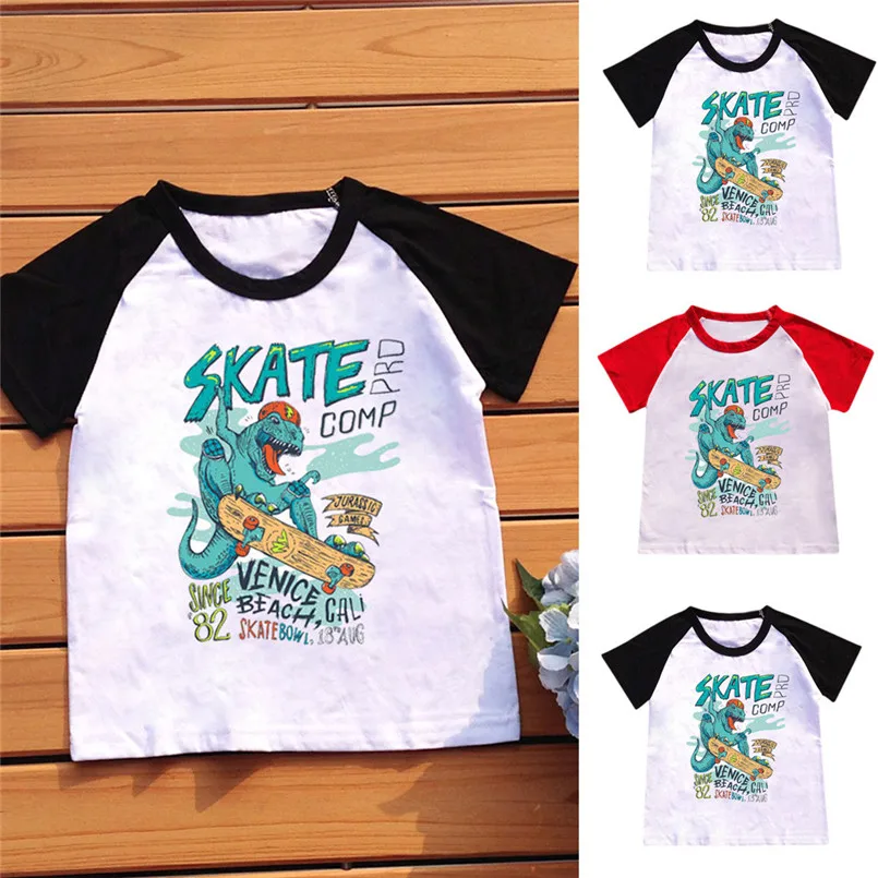 The new fashion cute design  Kids Bady Boy Cartoon Hot Style Dinosaurs Pattern T-shirt Bottoming Shirt Tops #4A04 (5)