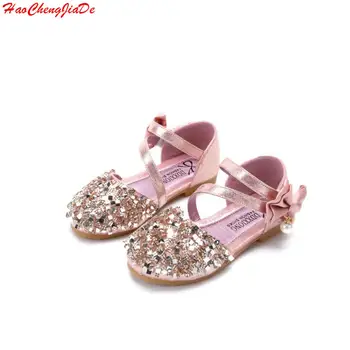 

Girls Shoes Children Princess Glitter Sandals Kids Girls Soft Shoes Sequins Flat Dress Party Shoes Pink Silver Gold Size 21-36