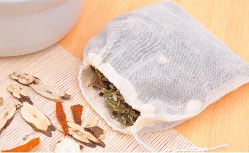 UPORS 10 шт. хлопок для чай со специями сумка портативный Drawstring Фильтр Натуральный неотбеленный Чайный фильтр пакет Многоразовые чай мешок для кухня