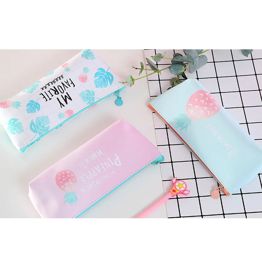 

1 Pcs/lot Korean Fruit pencil case Small Fresh simple fabric student stationery pencil bag Kawaii Stationery