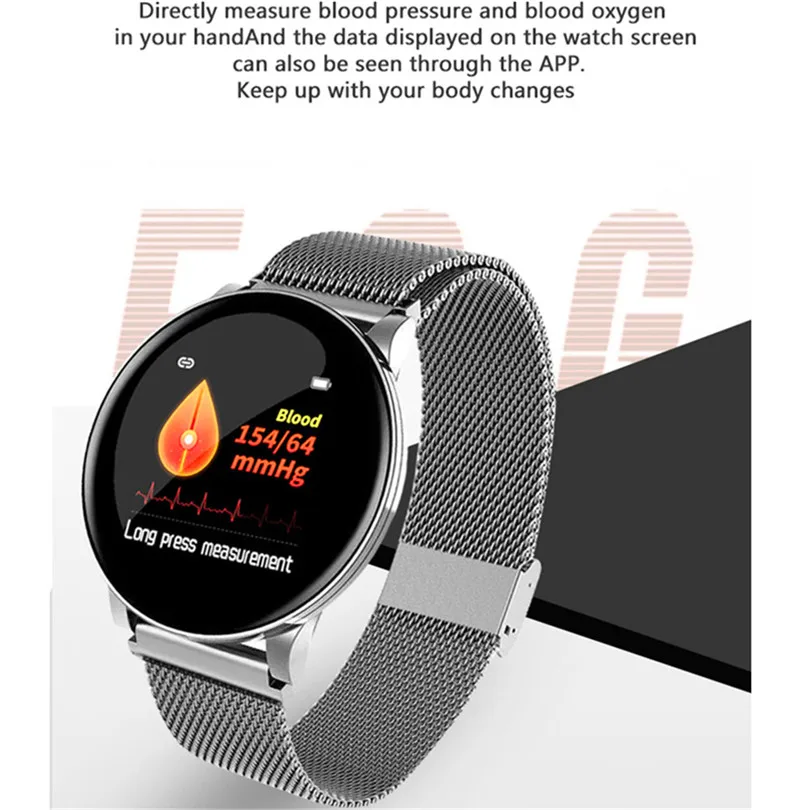  2019 Women Smart Watch Men Blood Pressure Heart Rate Touch Screen Smartwatch Women Waterproof Watch - 33048763057