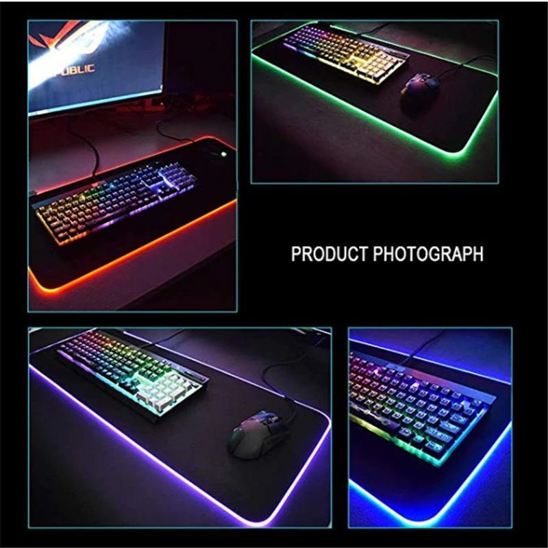 Большой светодиодный RGB коврик для мыши светящийся игровой коврик для мыши цветной Большой светящийся USB светодиодный с расширенной подсветкой Клавиатура PU Нескользящая