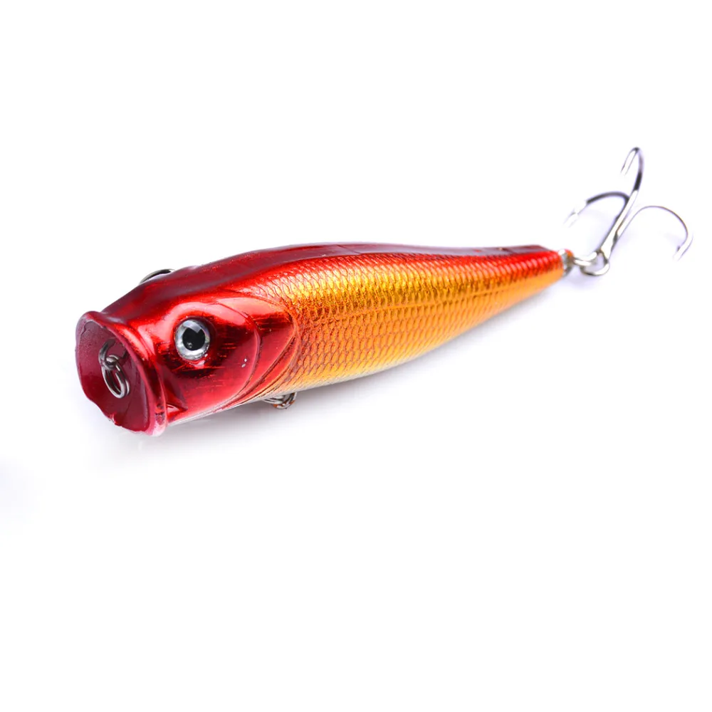 

1PC 9CM-14G-4 # Hook Hard Plastic Laser Popper Lure Floating Fishing Bait 6 Colors Fishing Tackle