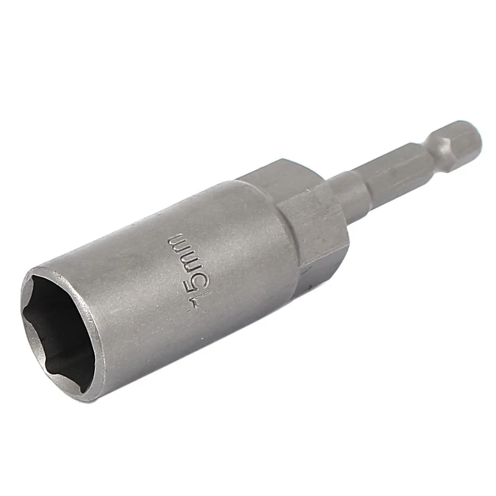 

UXCELL 80mm Long 1/4" Shank 15mm Hex Socket Impact Nut Setter Driver Bit Adapter