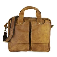 Rétro Style Véritable En Cuir Hommes Serviette de Sac À Main D’épaule Loisirs Bussiness Zipper Messenger Sacs