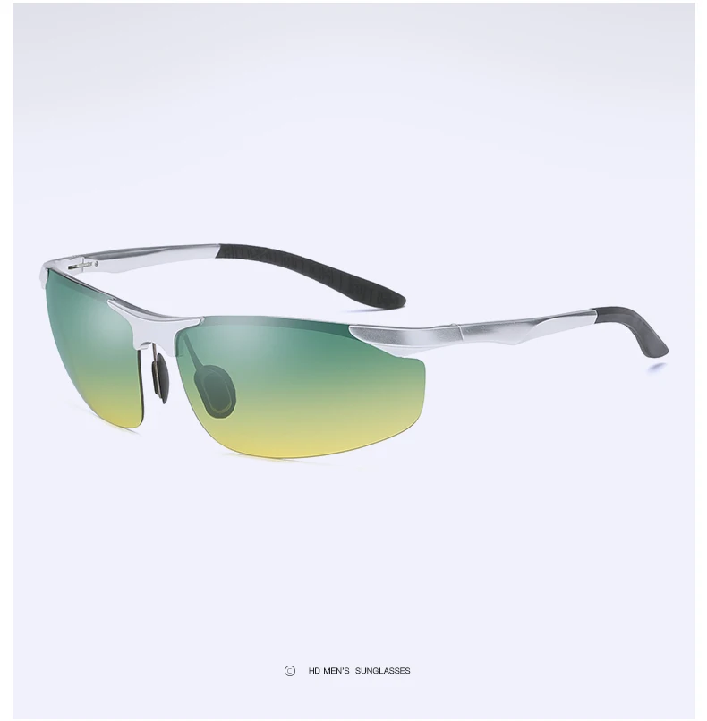 YSO солнцезащитные очки Для мужчин поляризационные UV400 алюминия и магния кадр HD Ночное видение вождения очки полу без оправы аксессуар для Для мужчин 8179