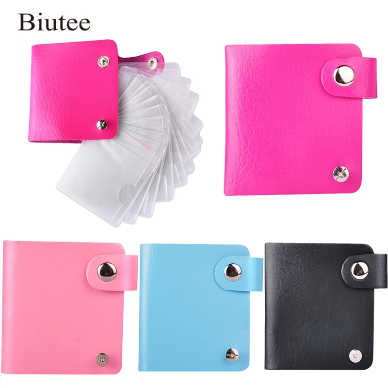 

Biutee New Random Color Nail Stamping Plates Storage Bag Nail Tools Stamp Manicure Durable PU Leather with Holder Album Storage