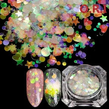 

O.R.I 12 Bottles AB Color Set Nail Art Glitter Flake Mixed Tips Decoartion DIY Polish Gel
