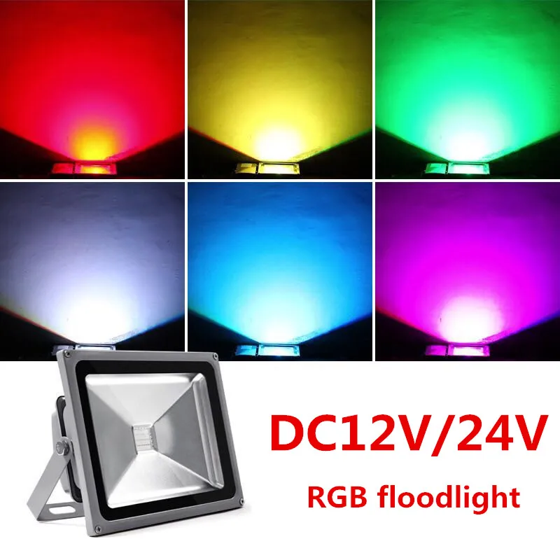 

12V RGB LED Flood Light 20W 30W 50W IP66 Waterproof DC 24V LED Floodlight Refletor LED Spot light For Outdoor Emergency light