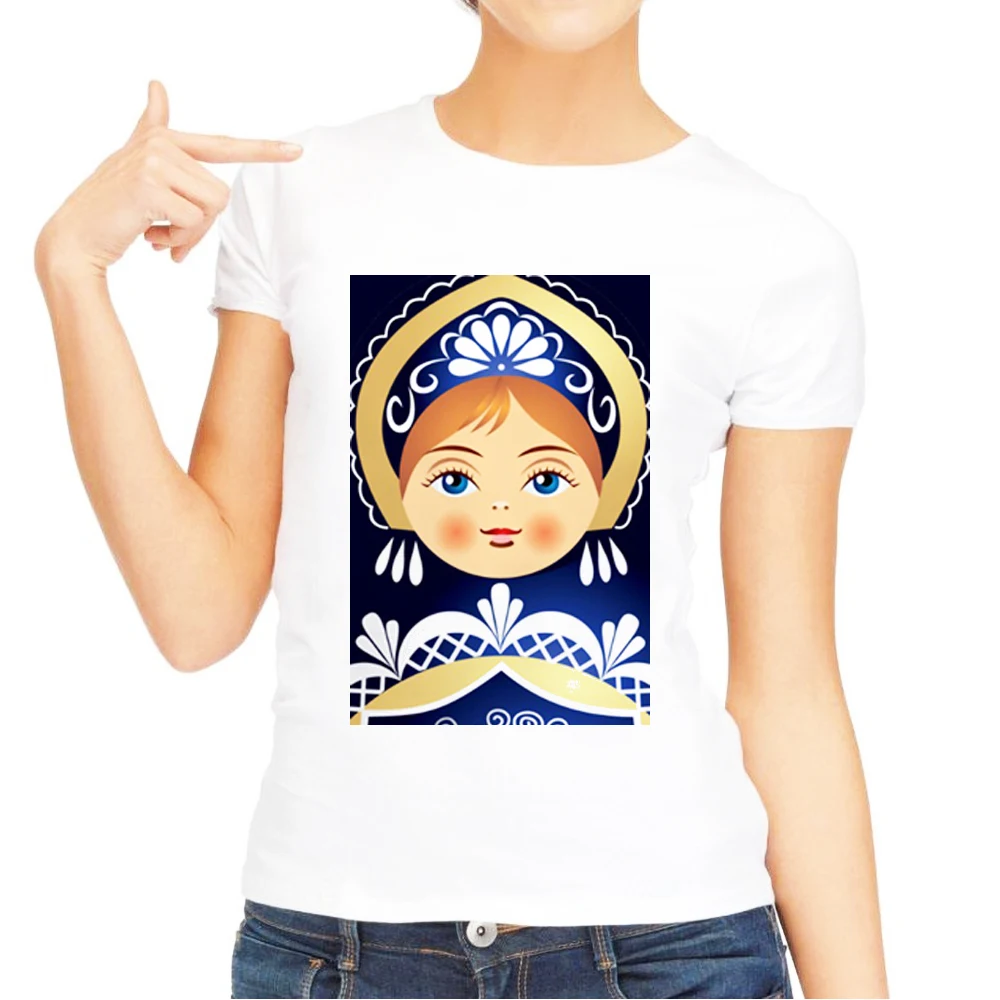 LISM Футболка с принтом матрешки, летняя модная женская футболка с коротким рукавом, повседневный женский топ, Милая футболка для девочек, русские женские футболки