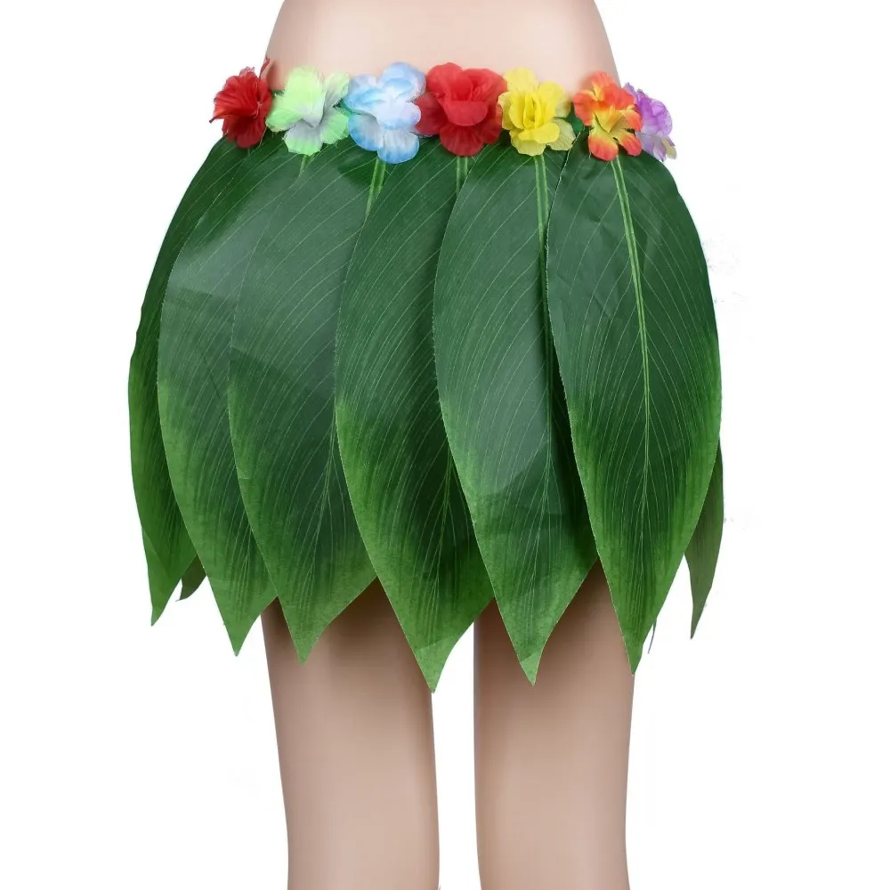 4pcs Artificial Grass Skirts Hibiscus Flower for Beach Theme Summer