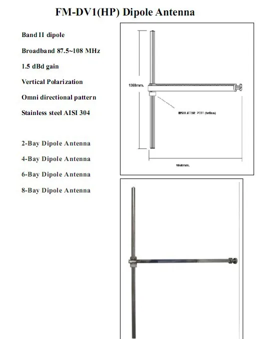 FMUSER FM-DV1 1bay дипольная антенна высокое усиление антенны