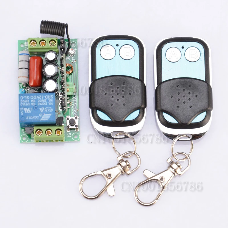 

220V 1CH 10A RF Wireless Remote Switch Receiver&2PCS Transmitter For Light Lamp LED ON OFF Momenrary Toggle Latched Adjustable