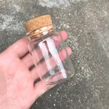 25 pcs 47x70x33mm 80ml vazio boca larga garrafas de vidro com cortiça diy frascos decorativos presentes desejando garrafas de estrela