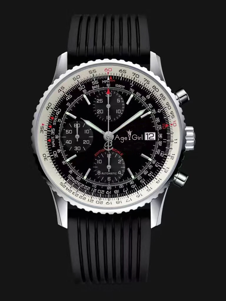 

Luxury Brand New Men Automatic Mechanical Chronograph Stopwatch Black Blue Rubber Stainless Steel Sapphire Limited Watches AAA+