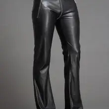 28-39 Лидер продаж г. Весенние мужские новые модные дизайнерские брюки из искусственной кожи на молнии с низкой талией, с вырезами на ботинках