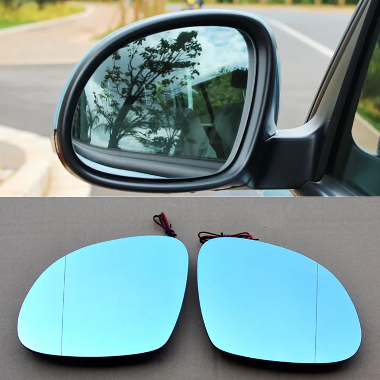 2pcs New Power Heated W/turn Signal Side View Mirror Blue Glasses For Volkswagen Tiguan 2010