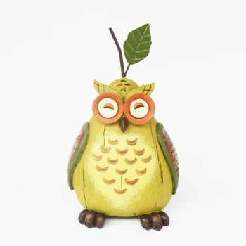 

Owl Figurines with Light Green Pear Shape Owls Miniature Resin Bonsai Home Garden Landscape Succulent Plant Pots Craft Fairy