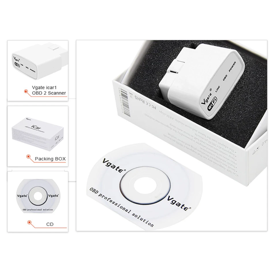 Vgate iCar1 ELM327 ELM 327 V2.1 OBD 2 OBD2 автомобильный диагностический инструмент для IOS/Android WIFI