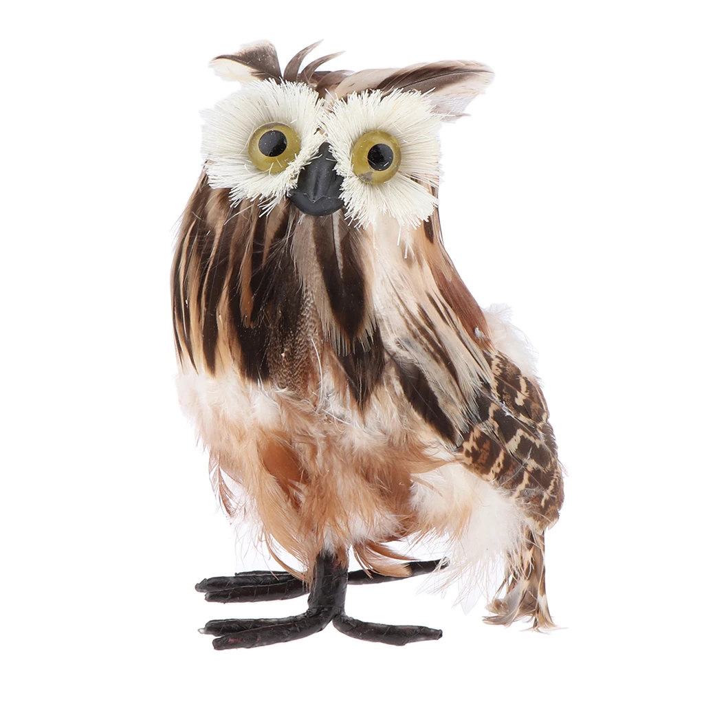 Realistic Plush Owl Decor, Kids Educational Toys, 7-inch, Brown