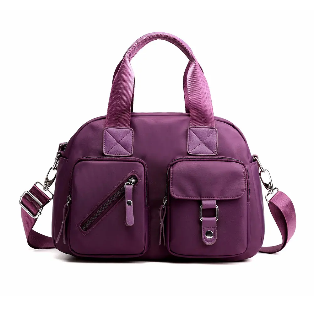 Multi-pocket Tote luxury handbags nylon cloth women bags designer sac main femme crossbody bags for women Pink bag over shoulder - Цвет: Purple