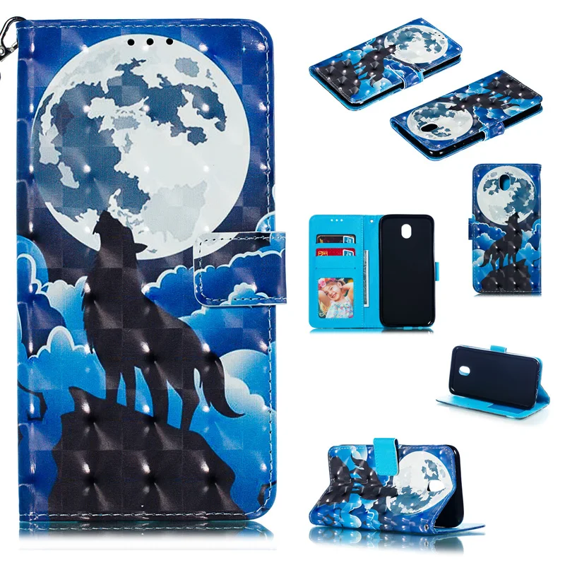 

2019 New 3D Mobile Phone Wallet Cover Case For Samsung Galaxy J7 2017 Case J730 Flip PU Leather Bag For Samsung J7 2018 Case