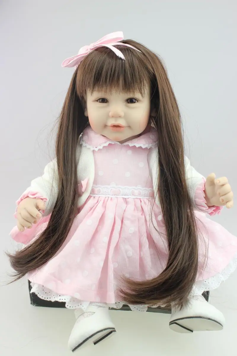 

Silicone reborn baby dolls lifelike accompany sleep long hair girl reborn babies dolls birthday Christmas gift brinquedos