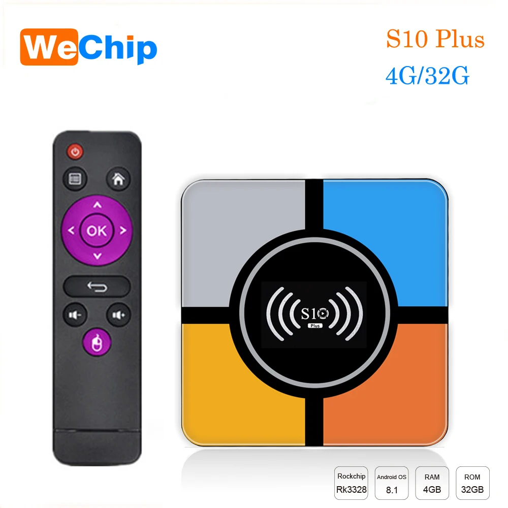 

5pcs/lot S10 Plus Android 8.1 TV Box RK3328 4GB 32GB 2.4GHz Wifi 100M LAN Smart 4K HD add Wireless charging Support Youtube IPTV