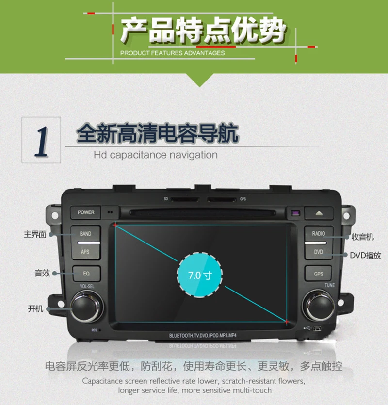 Cheap 7" Android Car DVD Player with BT GPS WIFI Canbus,audio Radio stereo,Car PC/multimedia for MAZDA cx-9 2012 2013 2014 2015 2016 11