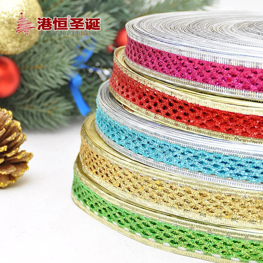10yards Width 1"( 25mm) Hollow Organza Ribbons Christmas Tree Ornaments