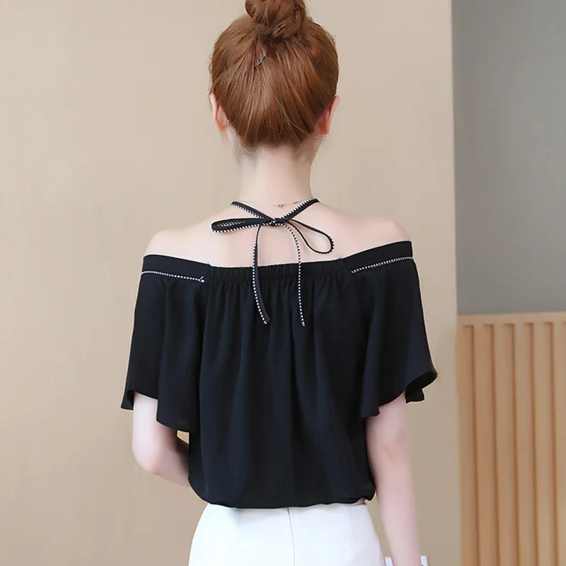 

Summer Casual Ladies Halter Blouse Women's Tops Blouses Sexy Off Shoulder Top
