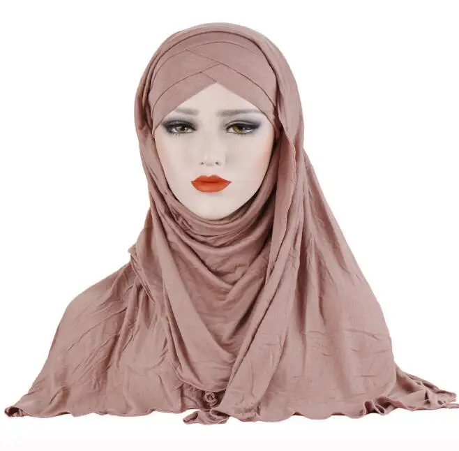 10 шт Мгновенный твердый Джерси hijabScarf длинный головной убор накидка шаль скромная шапка мгновенный подшарф легко готов к износу