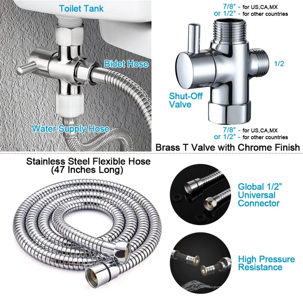 Набор из нержавеющей стали для унитаза, биде, ручной гигиенический душ, портативный распылитель, пистолет, сиденье для унитаза, биде, ручной спрей от Atalawa