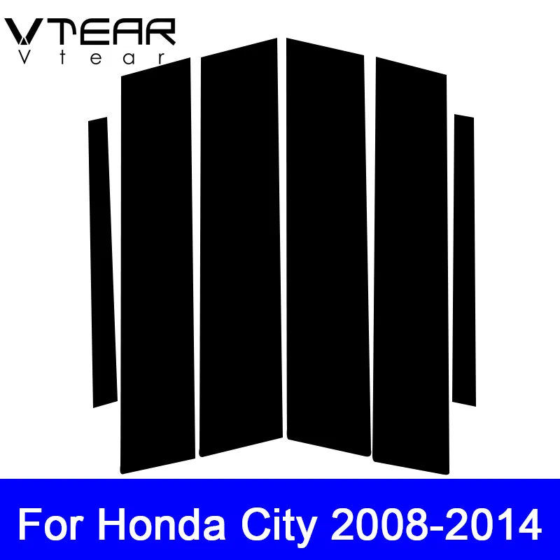 

Vtear For Honda City Window BC pillar sticker glossy trim exterior mirror decoration external column post film accessories auto
