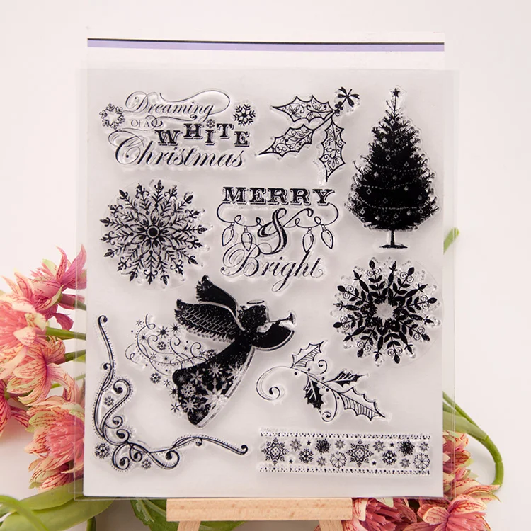 

scrapbook 15*17cm ACRYLIC merry christmas clear STAMPS carimbo timbri stempel SCRAPBOOKING stamp