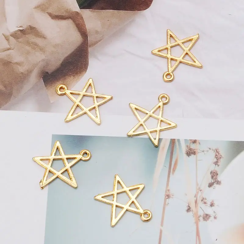 

5Pcs Gold Star Pendant Metal Frame Jewelry Making UV Resin Charms Bezel Setting