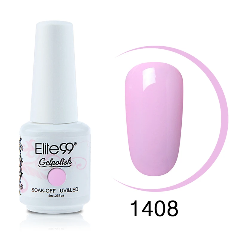 Elite99 лак для ногтей 8 мл чистый цвет УФ-Гель-лак для светодиодной сушки дизайн ногтей Замачивание от полу пермент штамповка Эмаль Гель-лак клей-краска Лаки - Цвет: 1408