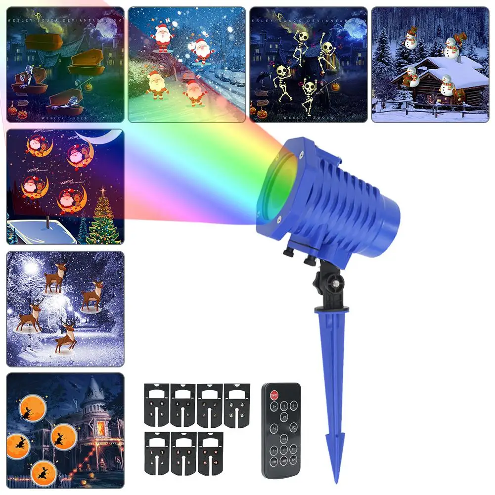 

Halloween Christmas Holiday Party Decoration Light RF Wireless Remote Control High Light Cartoon Projector Lamp LED Decorative
