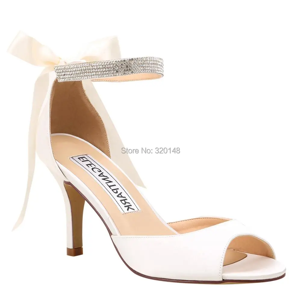 Летние женские босоножки; свадебные туфли на высоком каблуке с ремешком на щиколотке; цвет белый, слоновой кости; атласная Женская обувь для невесты, выпускного бала; hp1906 - Цвет: ivory