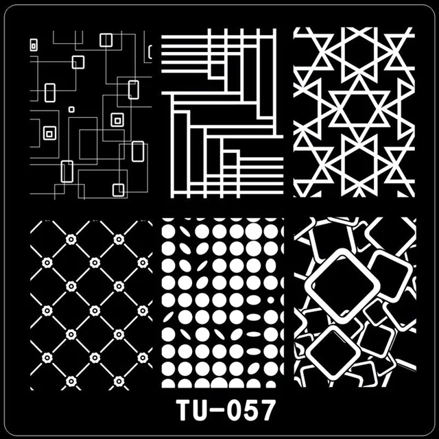 Square Nail Stamping Plates Geomatrical Pattern Triangle Spot Square Nail Stamping Plates Geomatrical Pattern Triangle Spot Art Stamp Template Image Plate Stencils Tu57
