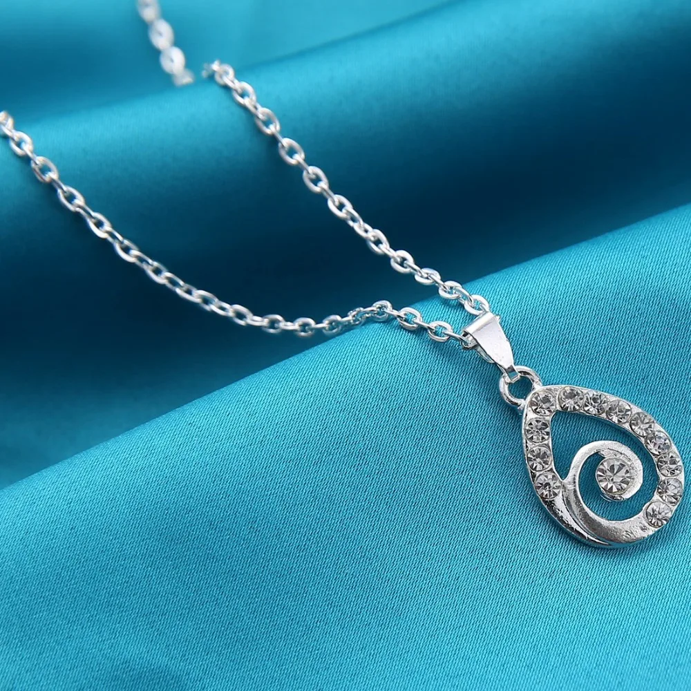 Модные ювелирные наборы, ожерелье в форме капли воды, серьги-капли, Серебряные Ювелирные наборы с кристаллами для женщин, подарок на свадьбу