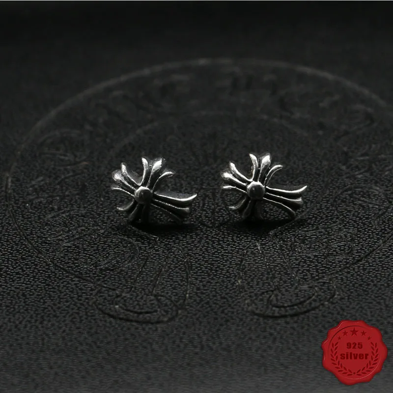 

Sterling Silver Earrings Nightclub Personality Fashion Punk Style Accessories Cross Around Styling Gifts 2018 new hot sale