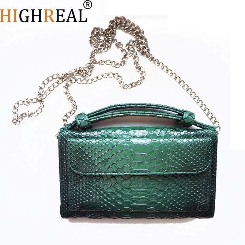 HIGHREAL Genuine Leather Bags For Women Bag Luxury Shoulder Bags For Women Designer Animal Crocodile Pattern Phone Clutch