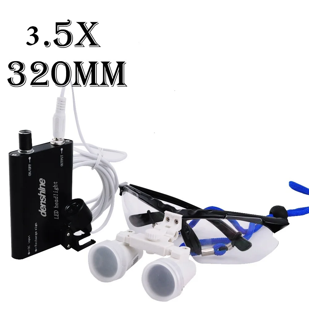 

Sale! 3.5x320mm Dental Surgical Binocular Loupes lk09 + Black LED Head Light Lamp AAA+