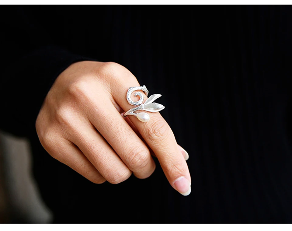 Handmade Natural Pearl Jewelry Magnolia Flower Rings Muduh