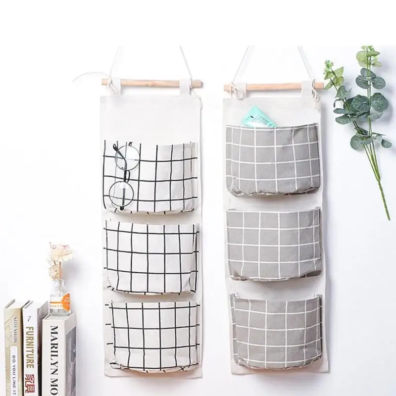  Wall Hanging Storage Bag 3 Pocket Closet Book Phone Toys Sundries Organizer Holder Bathroom Cosmeti