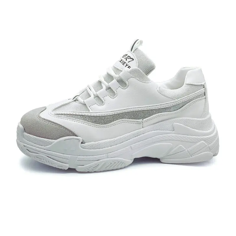 Size35-43 г. Новая модная летняя женская обувь женская повседневная обувь женские спортивные черно-белые тотемные кроссовки на высокой платформе - Цвет: Белый